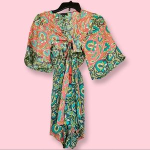 (SOLD) Boutique Colorful Tie Front Romper SIZE S-M